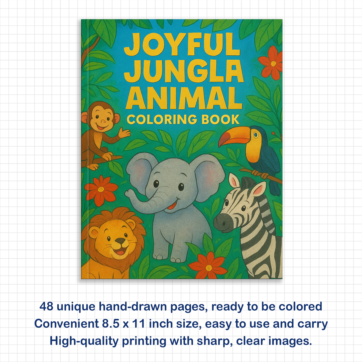 Joyful Jungle Animals Coloring Pages for Kids – 48 Fun & Easy Designs