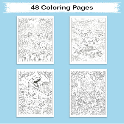 Jurassic Park Adventures – Dinosaur Coloring Pages – 48 Pages – Exciting, Wild, Prehistoric Fun – For Kids
