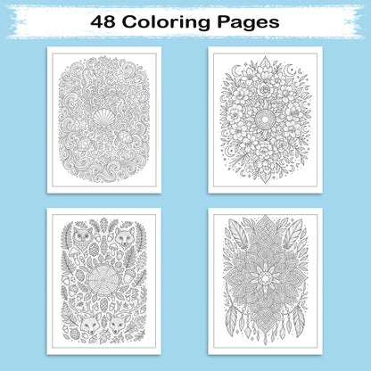 Mystical Nature Mandalas Coloring Pages – 48 Intricate Designs of Forests, Oceans, Crystals & Cosmos for Adults