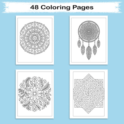 Geometric Labyrinth Mandalas Coloring Pages – 48 Bold Maze-Inspired Designs for Adults