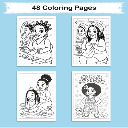 Afro Cuties Self-Care Queens Coloring Pages – 48 Pages – Fun, Beautiful, Black Girl Confidence – For Adults