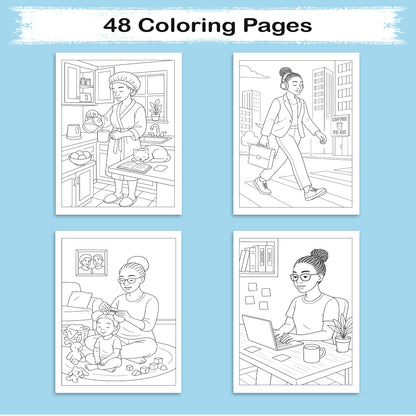 Cozy Curls & Family Love Coloring Pages – 48 Warm Domestic Scenes for Adults