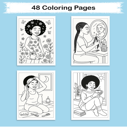Natural Hair Magic Coloring Pages – 48 Empowering Portraits Celebrating Curls, Braids, and Black Beauty