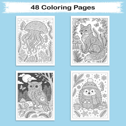 Animal Mandala Magic Coloring Pages – 48 Intricate Creatures for Adults to Color