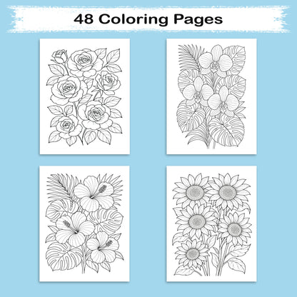 Bright Sunflower Garden Coloring Pages – 48 Cheerful Designs for Adults