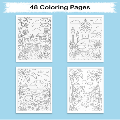 Zen Hawaii Coloring Pages – 48 Peaceful Island Life Scenes for Adults