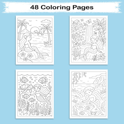 Hawaii Mermaid Coast Adventures Coloring Pages – 48 Whimsical Scenes with Lava Rocks, Tide Pools & Sea Life - For Kids
