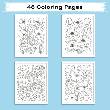 Sunshine Garden Flowers Coloring Pages – 48 Cheerful Floral Designs