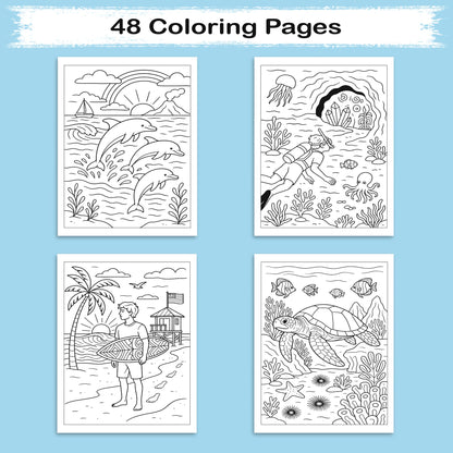 Hawaii Sea Life Journeys Coloring Pages – 48 Tropical Ocean Animal Designs - For Kids