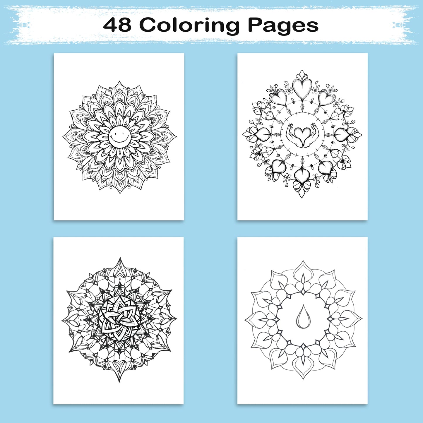 Emotional Mandalas – Mandala Coloring Pages – 48 Pages – Joy, Calm, Gratitude & Reflective Patterns – For Adults