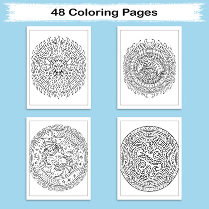 Legends of the Dragon Mandalas Coloring Pages – 48 Pages – Mythical, Fiery, Eastern-Inspired Designs – For Adults