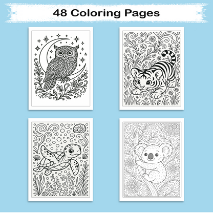 Joyful Jungle Animals Coloring Pages for Kids – 48 Fun & Easy Designs
