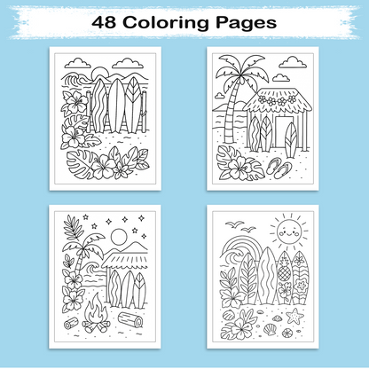 Tropical Surf Party Coloring Pages – 48 Fun Designs for Kids