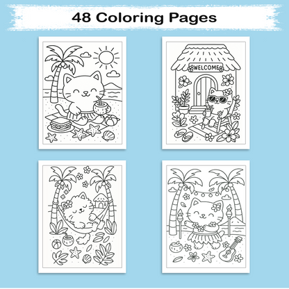 Beach Day Kitty Coloring Pages – 48 Cute & Fun Designs for Kids