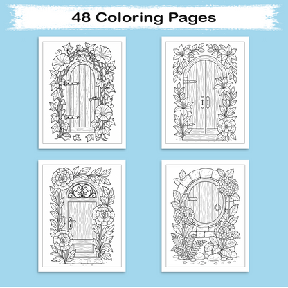 Secret Garden Doors Coloring Pages for Kids – 48 Magical Door Scenes