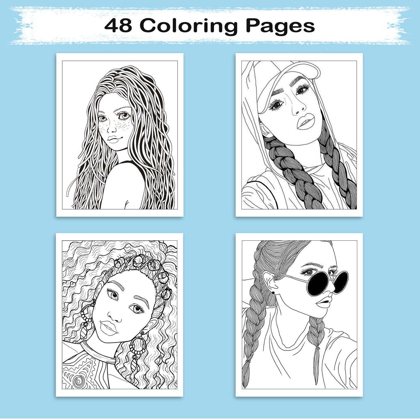 Beautiful Brown Girls Coloring Pages – 48 Elegant Designs for Adults