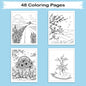 Seasons in Bloom – Flower Coloring Pages – 48 Pages – Cherry Blossoms, Lavender, Mums & Poinsettias – For Adults