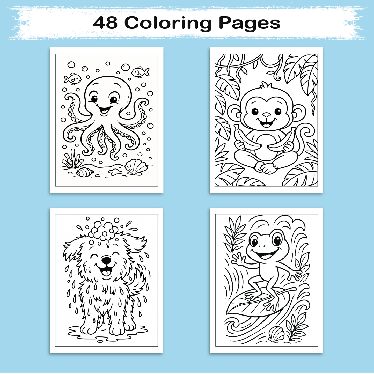 Funny Animal Coloring Pages for Kids – 48 Goofy & Cute Designs