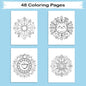 Whimsy Object Mandalas – Mandala Coloring Pages – 48 Pages – Donuts, Teacups, Cats & Cute Surprises – For All Ages