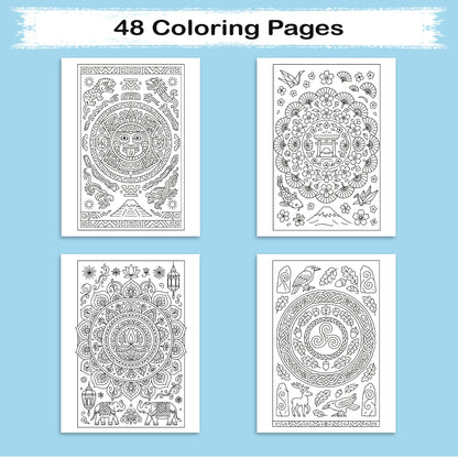 Cultural Mandala Journeys Coloring Pages – 48 Festive and Symbolic Designs for Adults