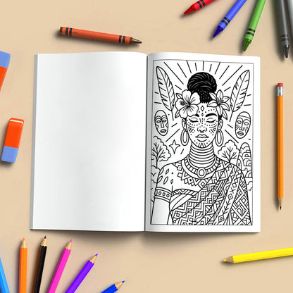 Tropical Goddess Coloring Pages – 48 Pages – Radiant, Relaxing, Feminine Energy – For Adults
