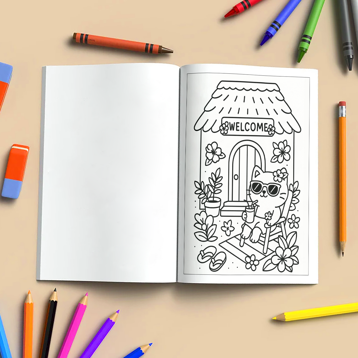 Beach Day Kitty Coloring Pages – 48 Cute & Fun Designs for Kids