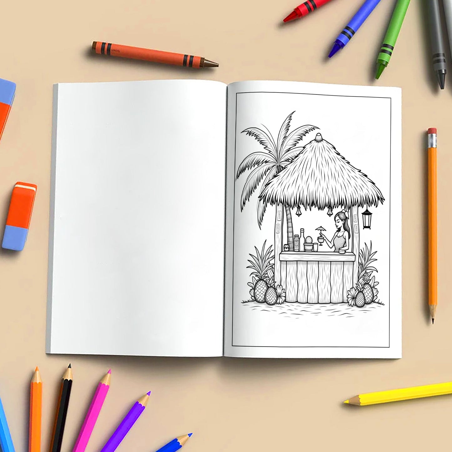 Happy Island Life in Hawaii Coloring Pages – 48 Cute Tropical Scenes with Dancing, Music & Tiki Fun - For Kids