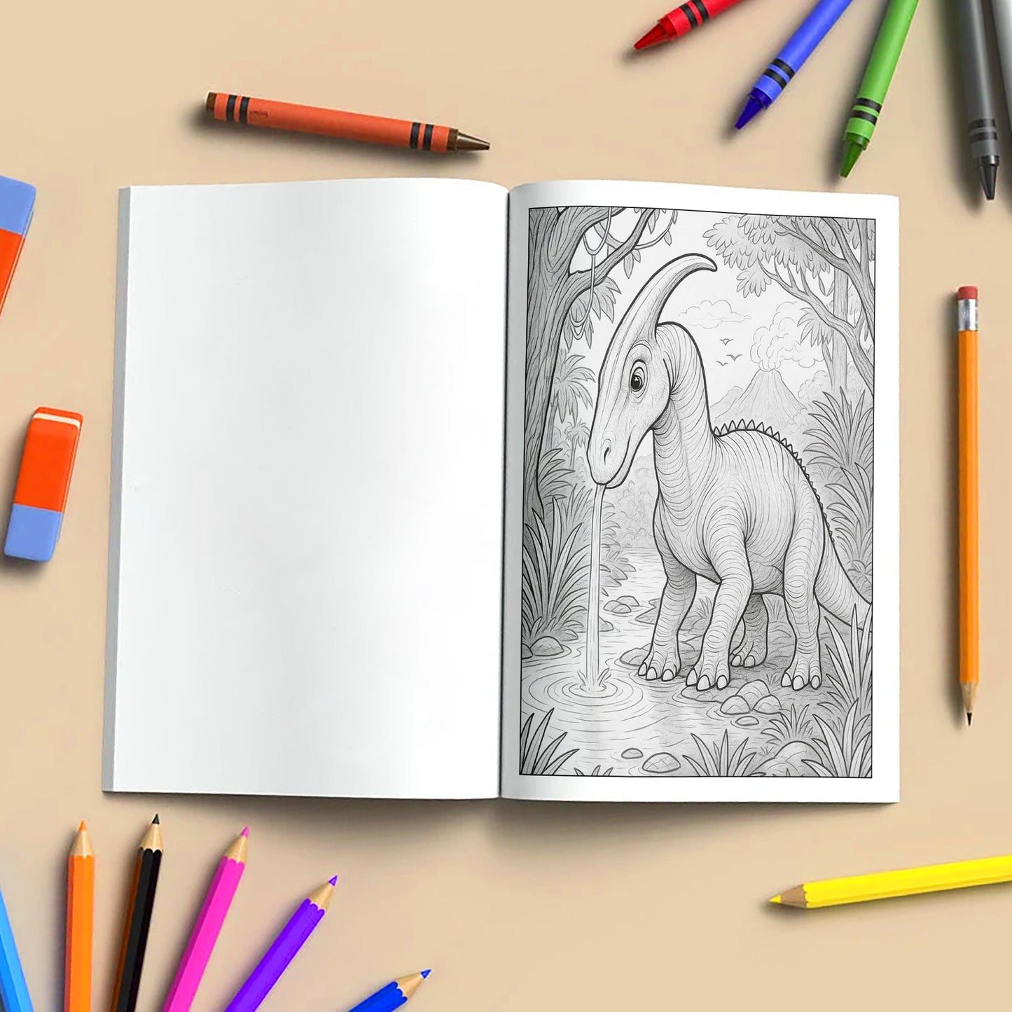 Jurassic Jungle Explorers Coloring Pages – 48 Pages – Detailed, Dynamic, Prehistoric Adventures – For Adults and Teens