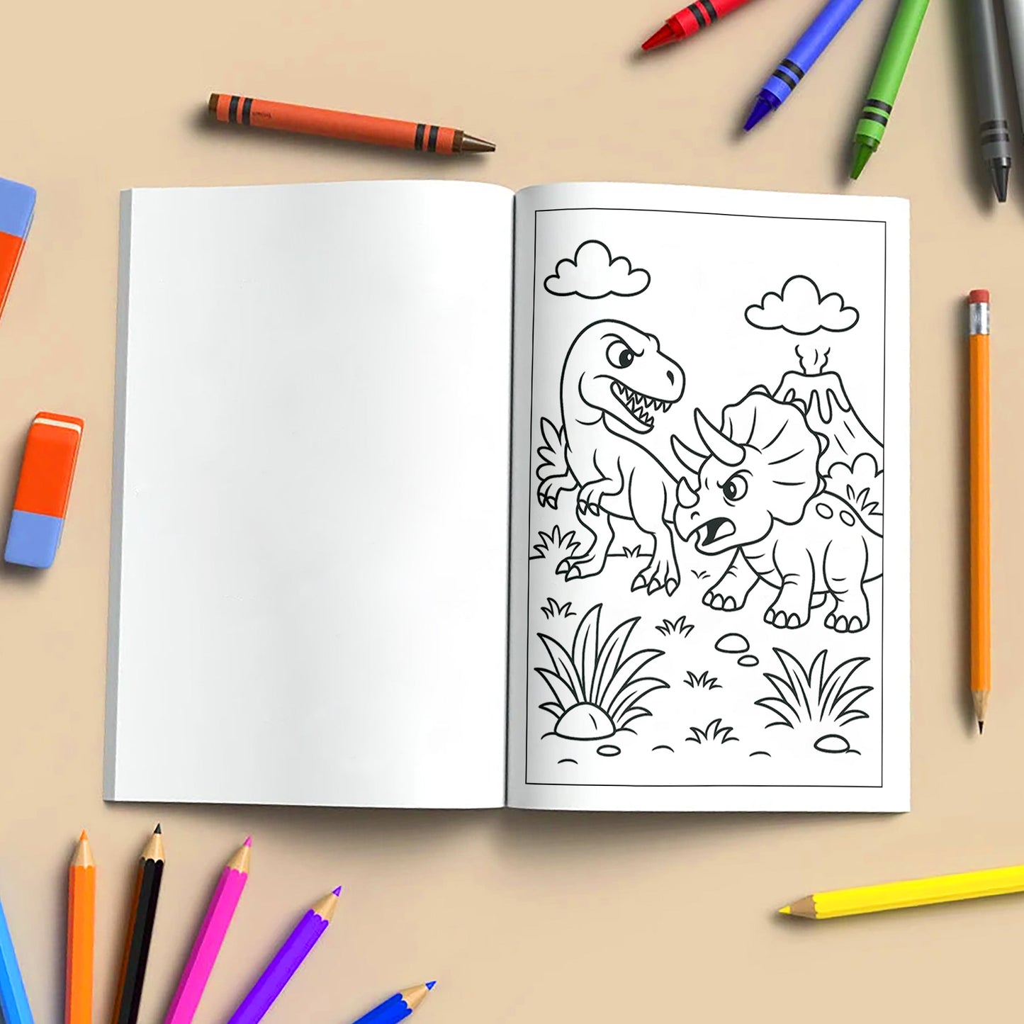 Jurassic Friends & Fights Coloring Pages for Kids – 48 Dino Adventures