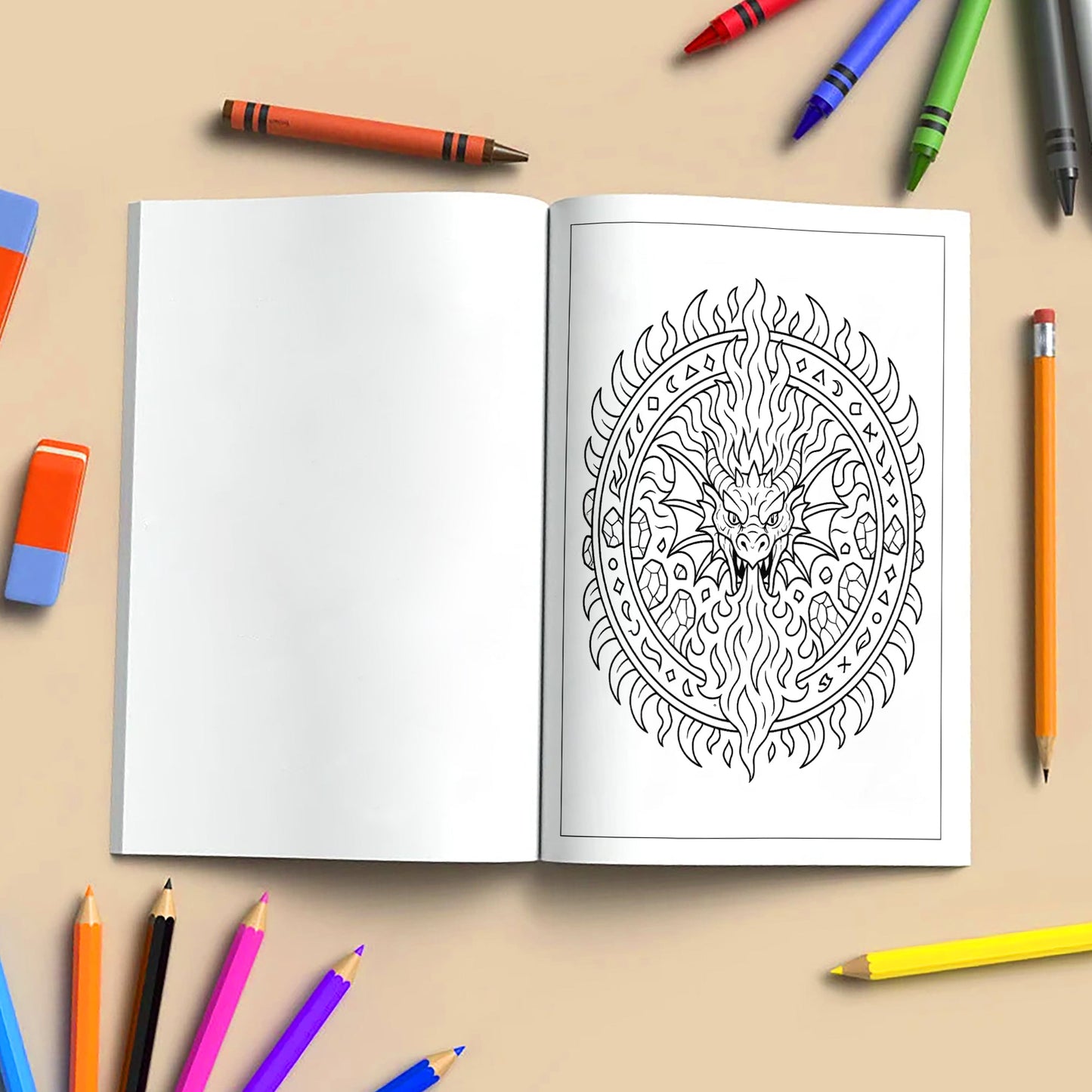 Legends of the Dragon Mandalas Coloring Pages – 48 Pages – Mythical, Fiery, Eastern-Inspired Designs – For Adults