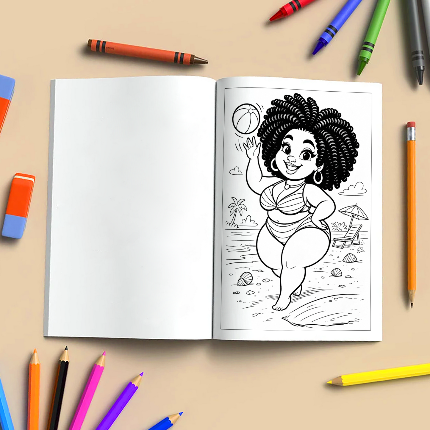 Afro Cuties at Their Best Coloring Pages – 48 Pages – Cute, Empowering, Everyday Joy – For Adults