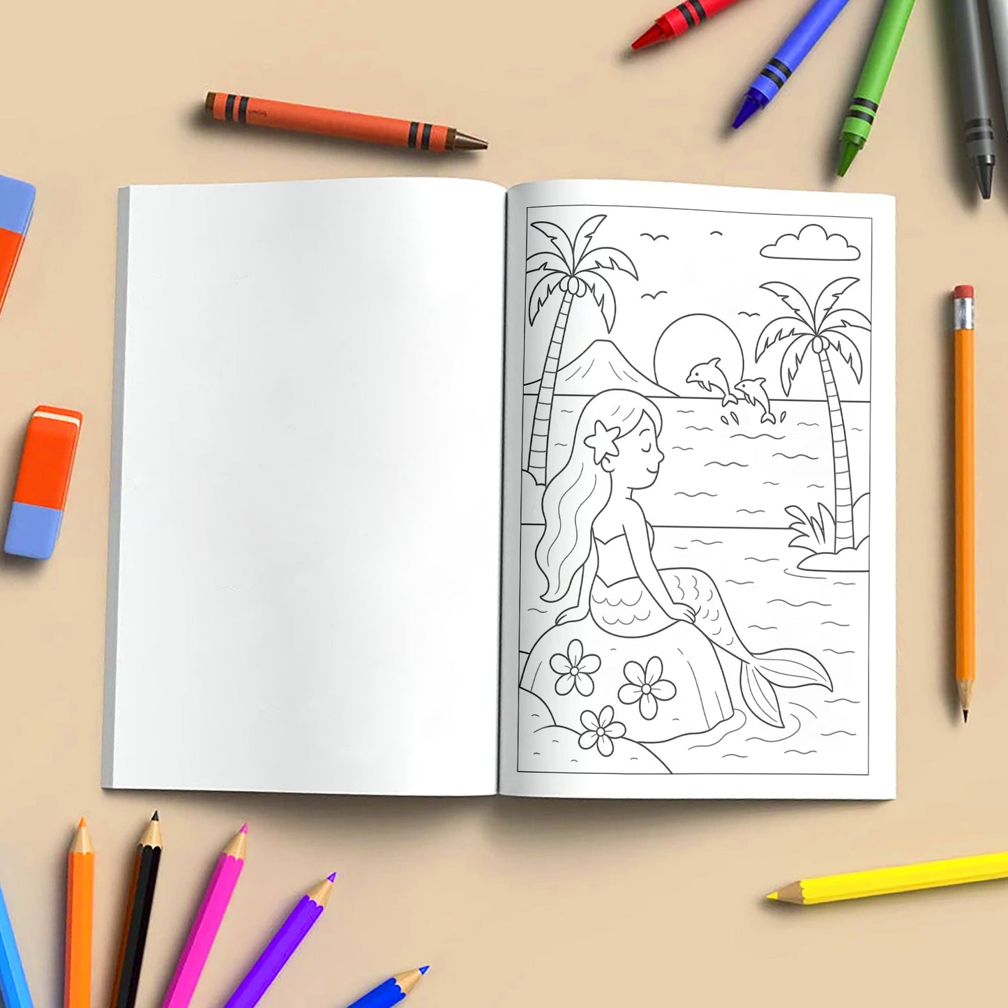 Hawaii Mermaid Coast Adventures Coloring Pages – 48 Whimsical Scenes with Lava Rocks, Tide Pools & Sea Life - For Kids