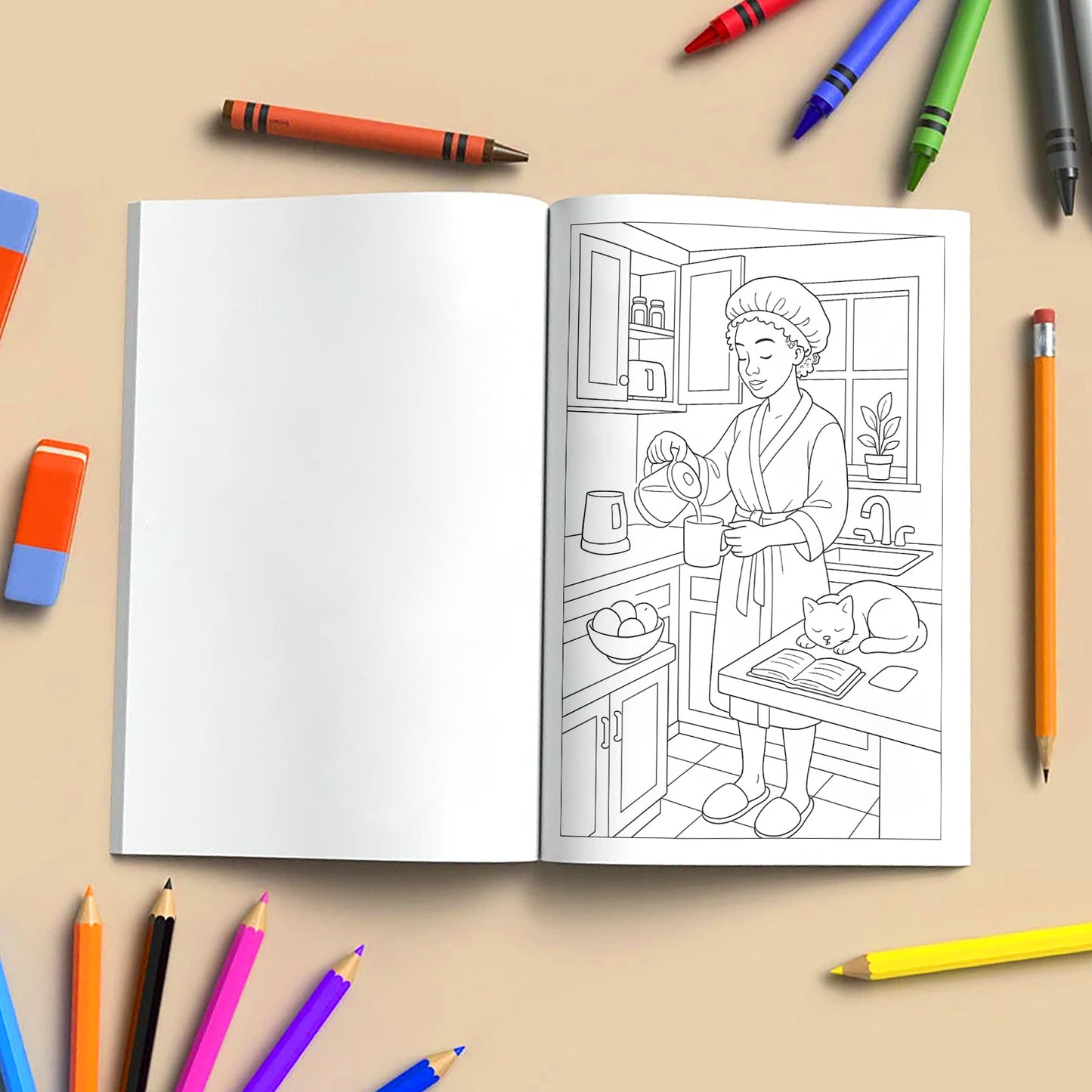 Cozy Curls & Family Love Coloring Pages – 48 Warm Domestic Scenes for Adults