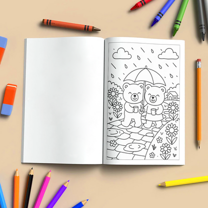 Teddy Love Story – Animal Coloring Pages – 48 Pages – Cute, Cozy, Heartwarming Moments – For Kids