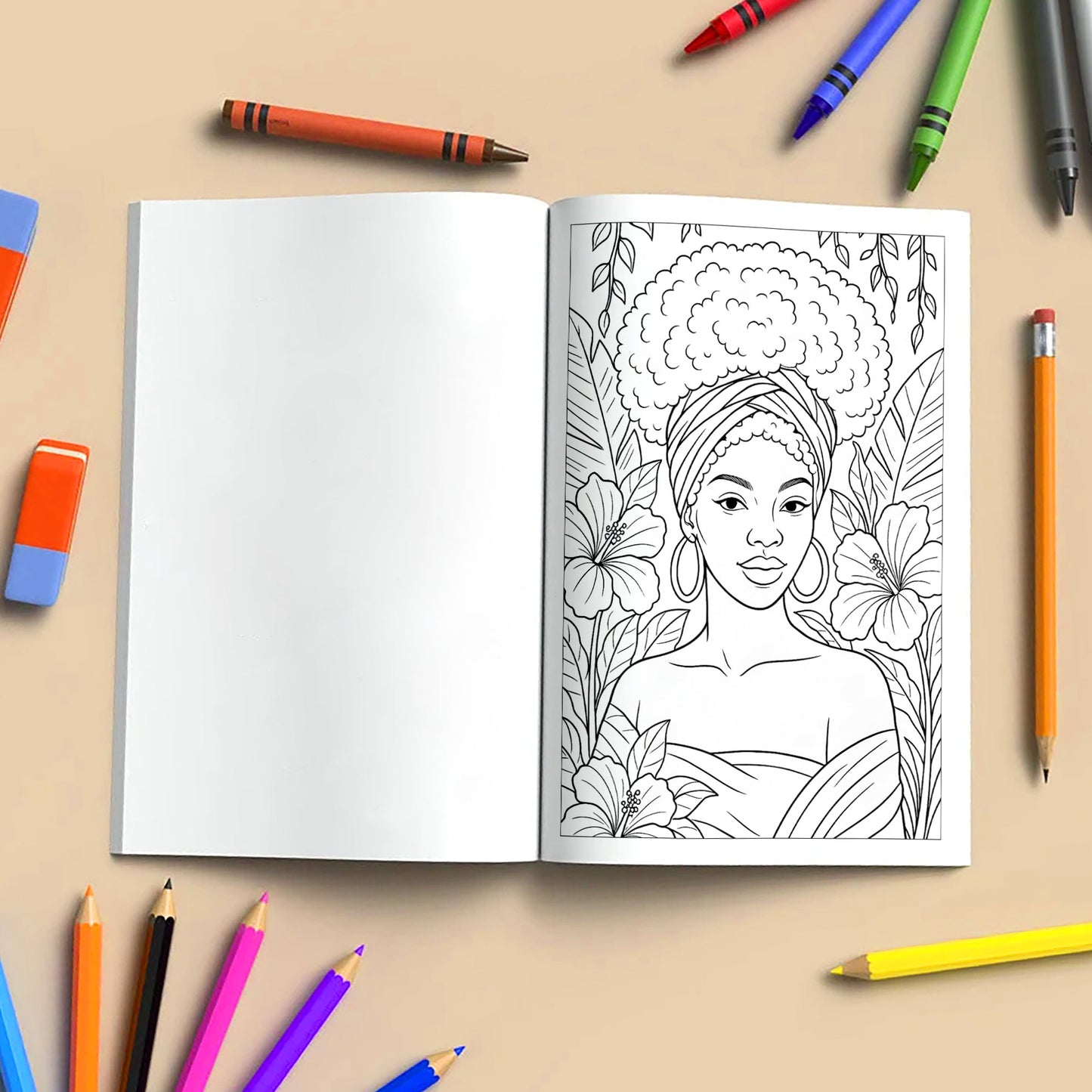 Beautiful Black Queens Coloring Pages – 48 Pages – Regal, Empowering, Afrocentric Beauty – For Adults