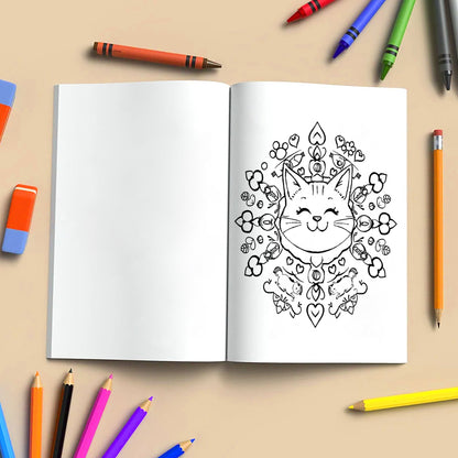 Whimsy Object Mandalas – Mandala Coloring Pages – 48 Pages – Donuts, Teacups, Cats & Cute Surprises – For All Ages
