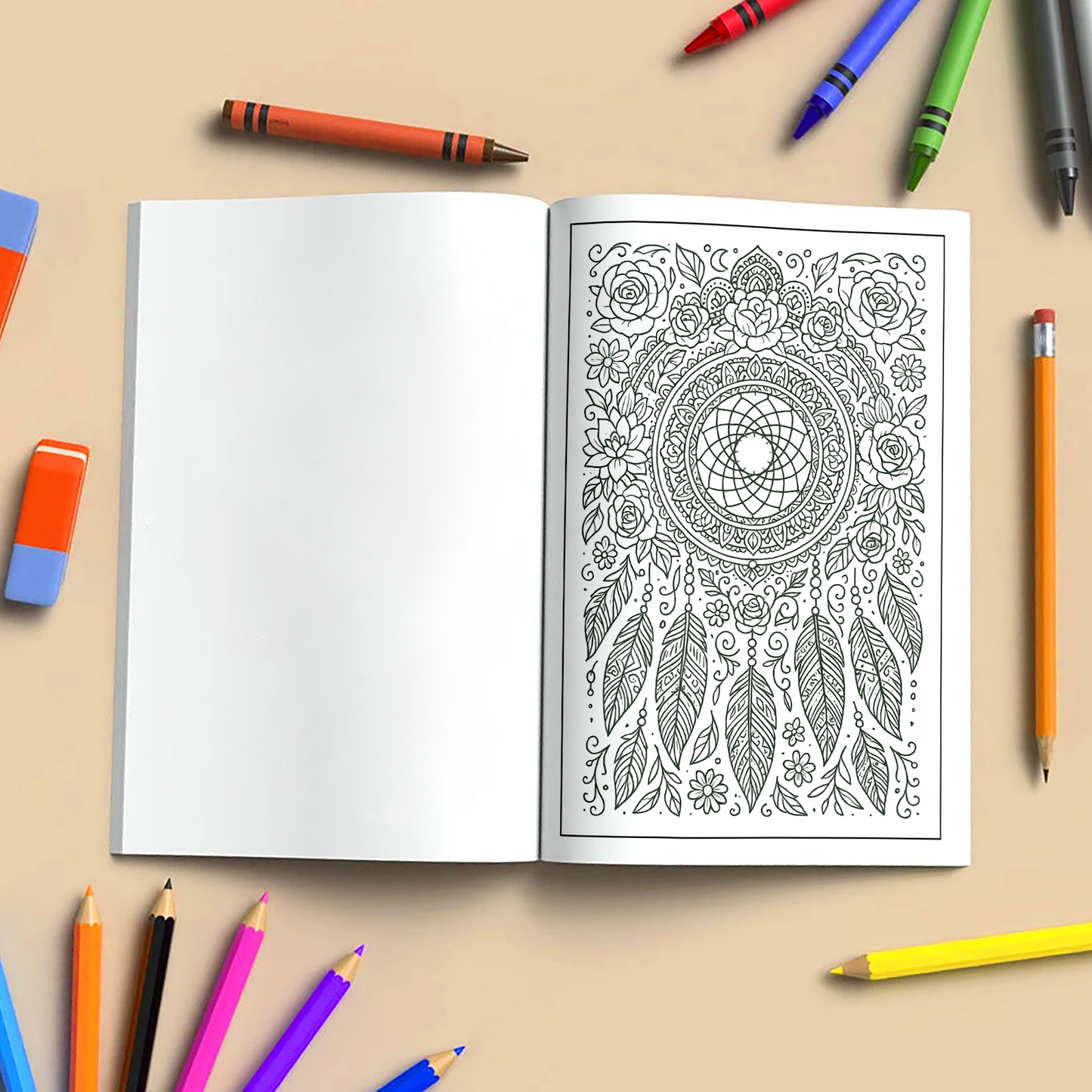 Dreamcatcher Bloom Mandalas Coloring Pages – 48 Intricate Boho Floral Designs for Adults