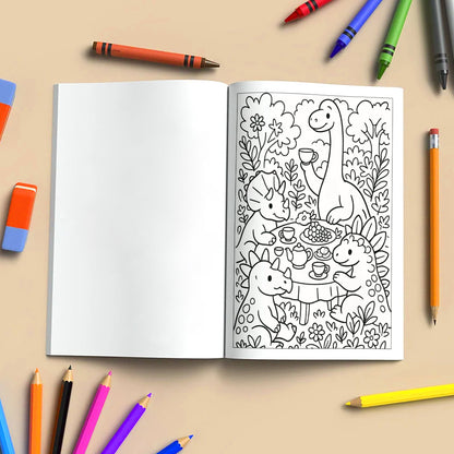 Dinosaurs’ Delightful Day in Nature – Dinosaur Coloring Pages – 48 Pages – Joyful, Outdoor, Prehistoric Scenes – For Kids