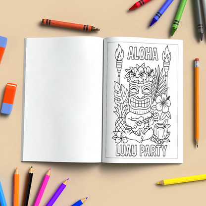 Aloha Tiki Party Coloring Pages for Kids – 48 Fun Island Designs