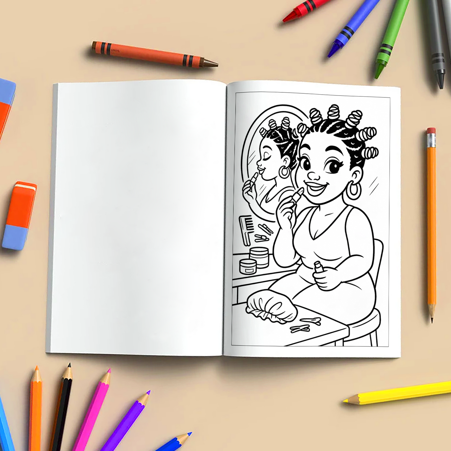 Afro Cuties Self-Care Queens Coloring Pages – 48 Pages – Fun, Beautiful, Black Girl Confidence – For Adults