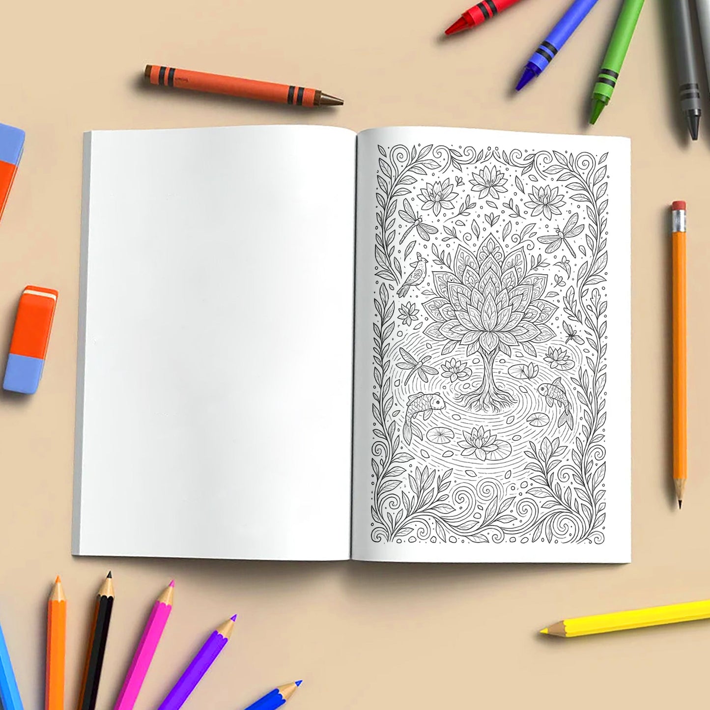 Enchanted Realms Mandalas Coloring Pages – 48 Fantasy Designs of Sacred Nature - For Adults