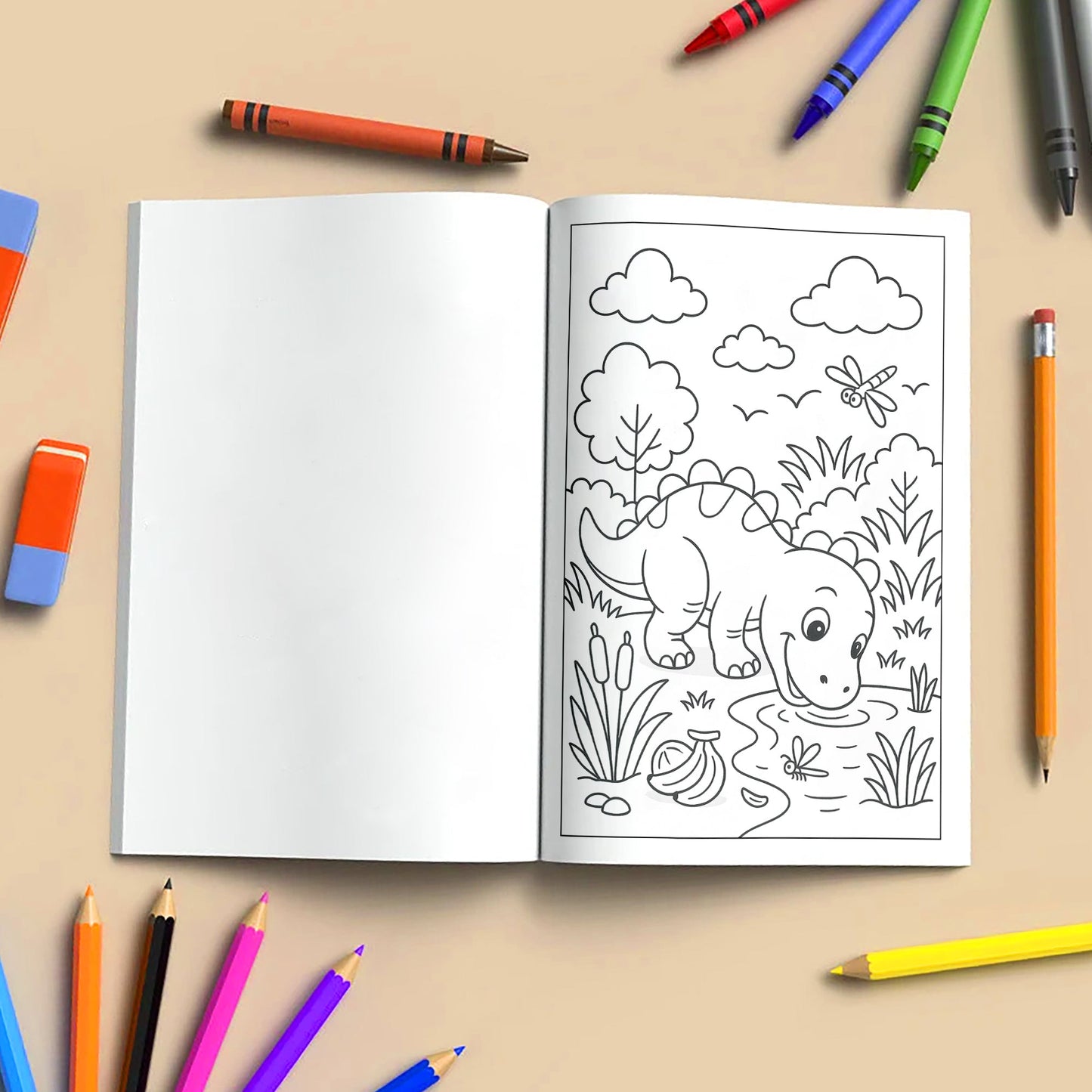 Jungle Dino Adventures Coloring Pages – 48 Pages – Fun, Wild, Prehistoric Jungle Scenes – For Kids