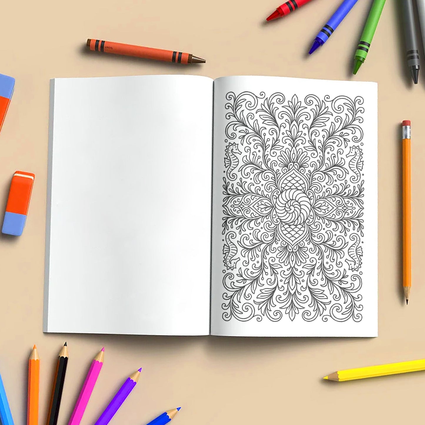 Mandala Realms Coloring Pages – 48 Unique Botanical, Marine, and Lace-Inspired Designs for Adults