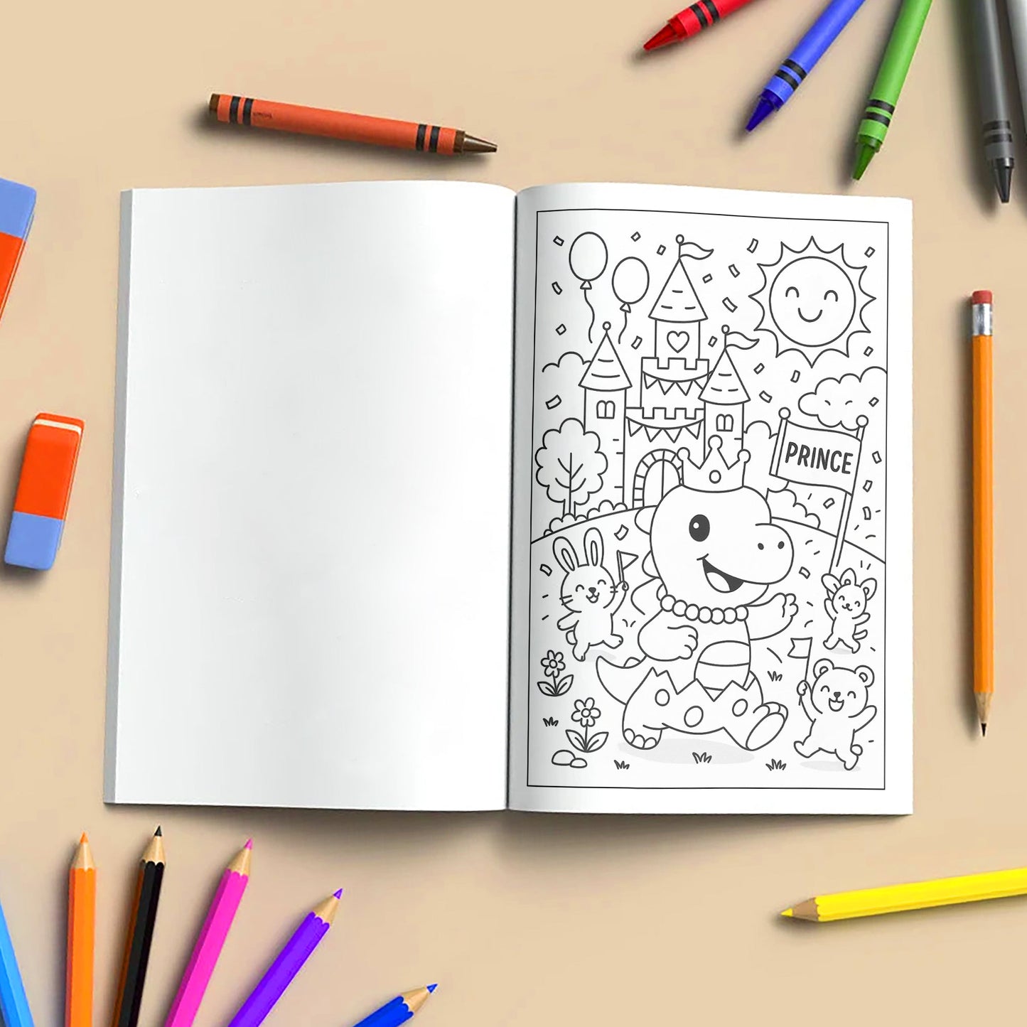 Dino Magic Kingdom Coloring Pages – 48 Pages – Fun, Fantasy-Filled, Prehistoric Adventures – For Kids