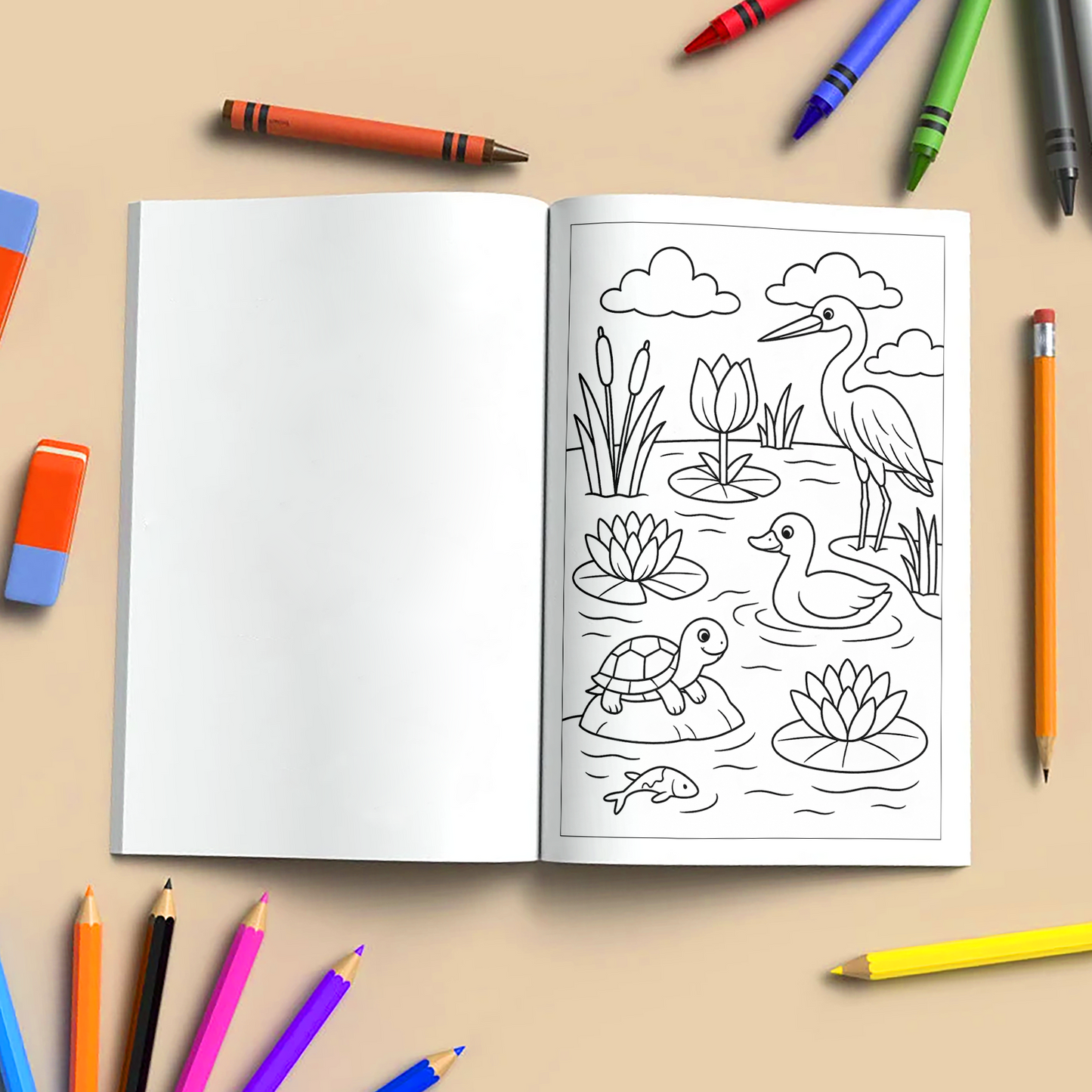 Lily Pond Dreams – Flower Coloring Pages – 48 Pages – Peaceful, Nature-Inspired, Water Garden Art – For Adults