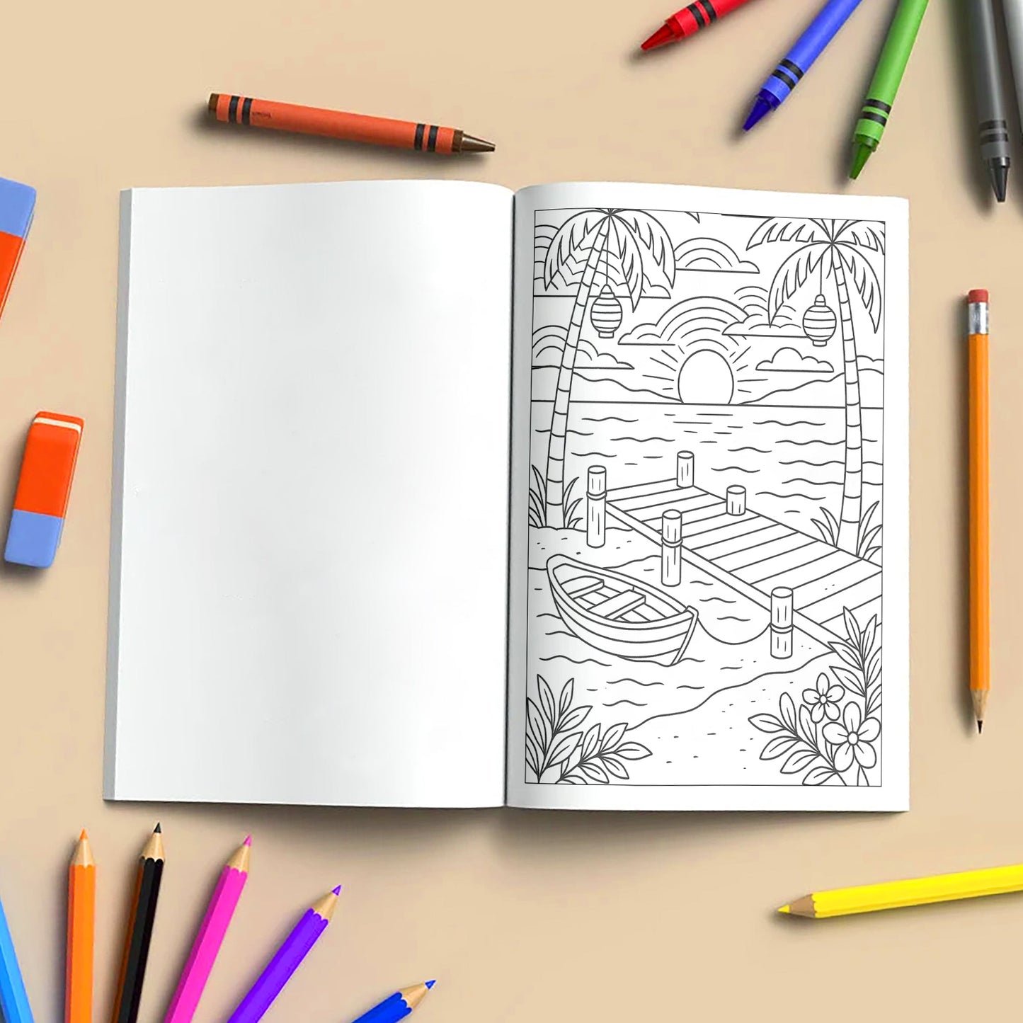 Peaceful Hawaii Views – Hawaii Coloring Pages – 48 Pages – Calming, Scenic, Island Moments – For Adults