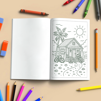 Cozy Island Life Coloring Pages – 48 Pages – Chill, Peaceful, Tropical Moments – For Adults