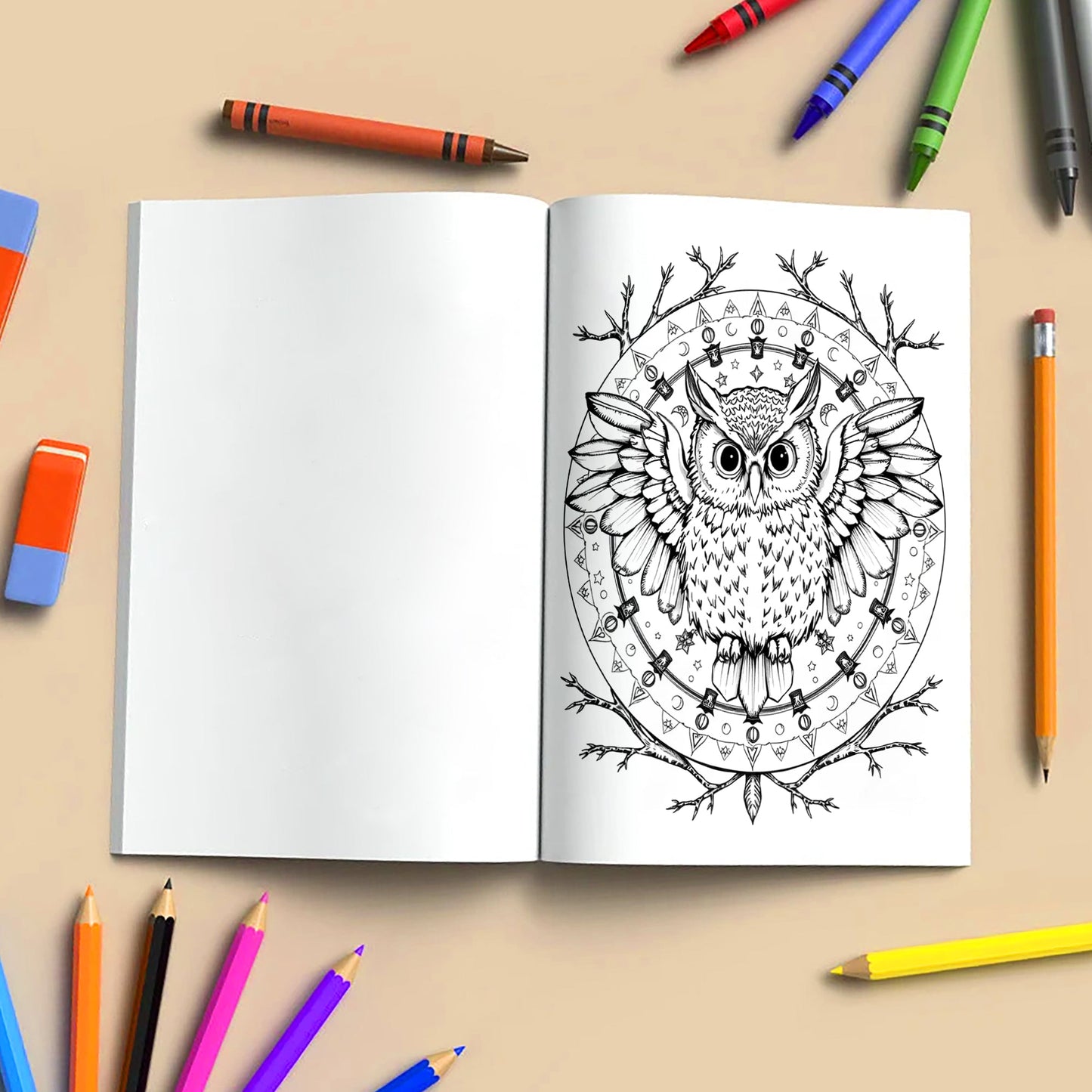Spirit Animal Mandalas – Mandala Coloring Pages – 48 Pages – Owls, Foxes, Dragons & Sacred Beasts – For Adults