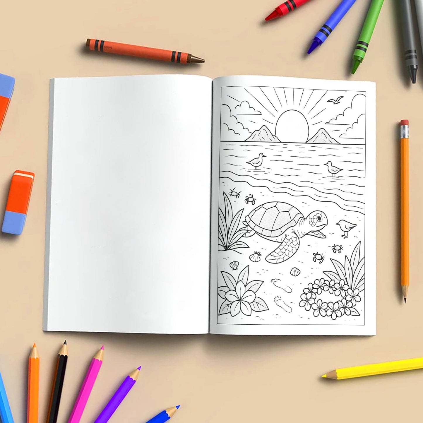 Hawaii Sunrise Moments Coloring Pages – 48 Peaceful Beach Scenes for Adults