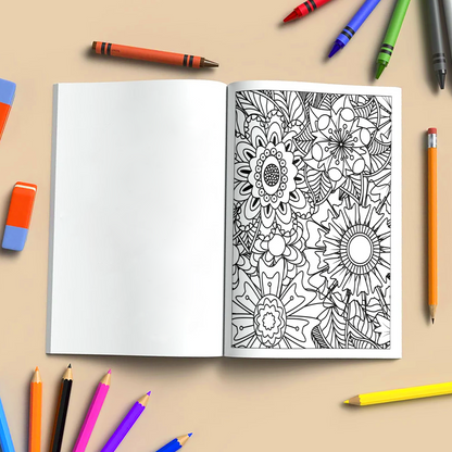 Floral Whimsy Escape – Flower Coloring Pages – 48 Pages – Intricate Blooms & Patterns – For Adults
